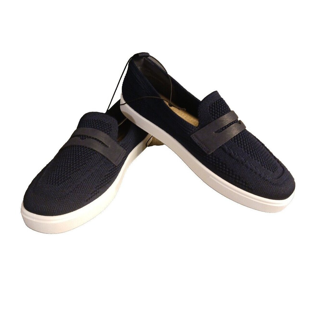 St. John's Bay Navy Knit Slip-On Loafers with White Sole
